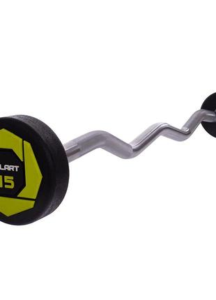 Штанга фіксована вигнута urethane barbell ta-2690 15 кг зелено-чорний (58363127)