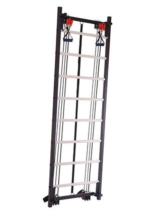 Шведская стенка-стойка с набором экспандеров кросс-тренер l-6775 черно-серый (58508158), fdso