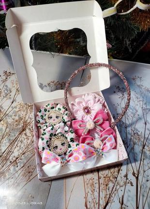 Набір бантиків рожеві бантики подарунок дівчинкі бантики