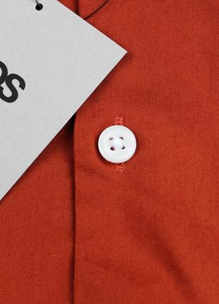 Стреичева котонова сорочка з комірцем стійка, сидить в обтяжку по фігурі4 фото