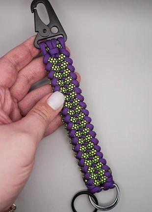 Брелок из паракорда sanctified knot с черным тактическим карабином, цвета плетения под заказ