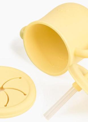 Набор детской силиконовой посуды 2life y11 из 7 предметов с металлическими приборами желтый n-113624 фото