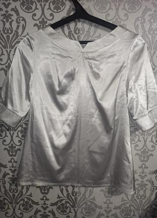 Біла літня шовкова блуза, розмір 46