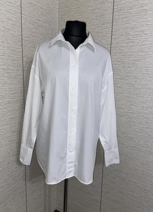 Белоснежная рубашка h&amp;m оверсайз3 фото