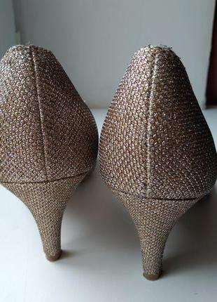 Праздничные женские туфли глиттерные золотые лодочки (ладочки) р. 5/38 new look8 фото