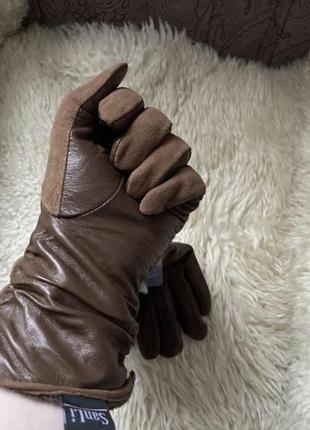 Новые кожаные замшевые утеплённые перчатки 8 р4 фото