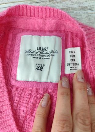 Рожевий джемпер лонгслів від h&m в коси вовна ангора7 фото