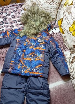 Теплая куртка и комбинезон для мальчика размер: 3-4 года9 фото