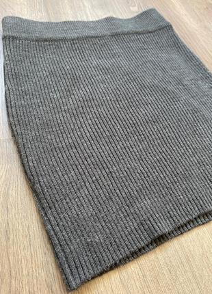 Теплая мини юбка we love knit clockhouse в рубчик хаки s8 фото