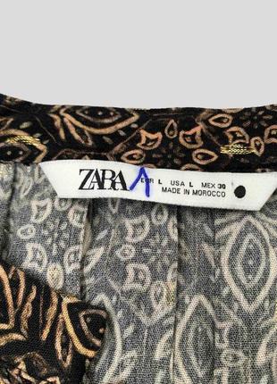 Вискозное свободное платье zara на пуговицах с объёмными рукавами свободного кроя из вискозы9 фото