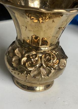 Красивая маленькая вазочка золотистого цвета винтаж4 фото