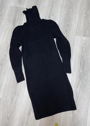 Черное вязаное платье миди f&amp;f.4 фото