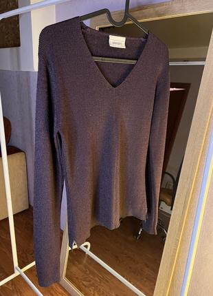 Свитер пуловер акрил шоколадный коричневый цвет с длинным рукавом размер xs-s