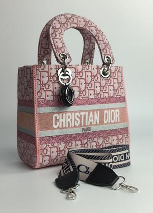 Женская сумка christian dior lady d-lite pink