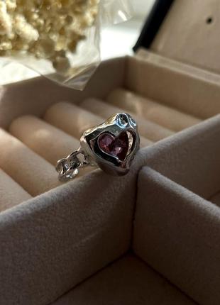 Женское регулируемое кольцо в форме сердца с камнем, тренд, блестки, стразы, украшения, аксессуары, ювелирные изделия, серебро, сталь, подарок6 фото