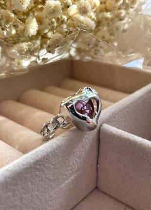 Женское регулируемое кольцо в форме сердца с камнем, тренд, блестки, стразы, украшения, аксессуары, ювелирные изделия, серебро, сталь, подарок5 фото