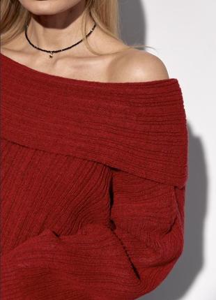 Світер светр з відкритими плечима фактурна в’язаний кофта джемпер оверсайз об’ємний стильний тренд базовий однотон зара zara6 фото