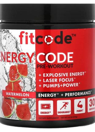 Fitcode energy code pre workout watermelon 9.8 oz 279 g органическая добавка для мышц fcd-028893 фото