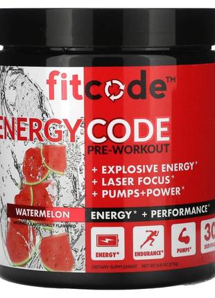 Fitcode energy code pre workout watermelon 9.8 oz 279 g органическая добавка для мышц fcd-02889