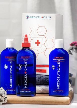 Набор от перхоти mediceuticals scalp treatment dandruff( (шампунь x-folate 250ml, кондиционер therapeutic 250ml, очищающий уход therarx 250ml)