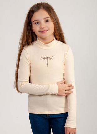 Гольф рубчик мустанг с вышивкой, водолазка подростковая для девочки