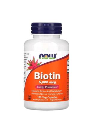 Now foods biotin біотин для шкіри , росту волосся проти випадіння , 5000 мкг , 120 шт