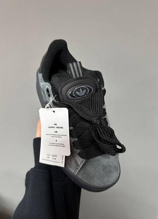 Шикарные кроссовки adidas campus graphite black patent premium графитовые с чёрными лаковыми вставками6 фото