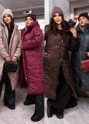 Тепле жіноче пальто великі розміри і норма (р.50-64)