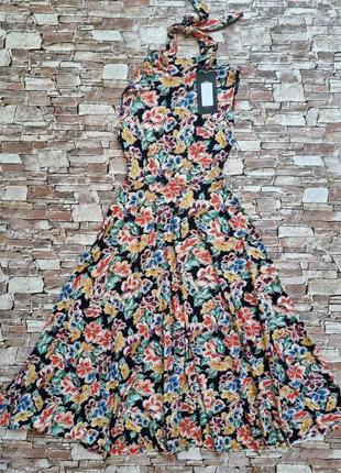 Красивое летнее платье миди zara в цветах.2 фото
