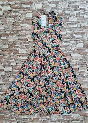 Красиве літнє плаття міді zara в квітах.3 фото