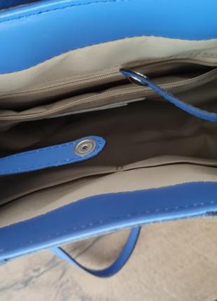 Кожаный рюкзак синего цвета6 фото
