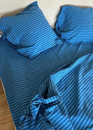 Однотонное постельное белье синяя2 фото