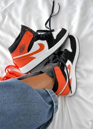 Кросівки 1 retro orange  black premium1 фото