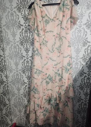 Длинное летнее платье с цветочным принтом. размер 48