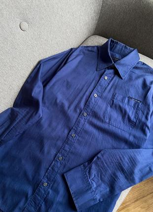 Синяя мужская рубашка4 фото