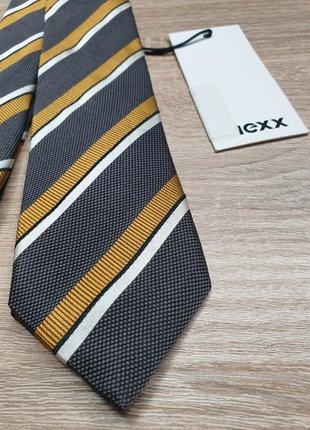 Краватка - mexx - смужка - т-сіра-золотісто-біла - шовкова чоловіча