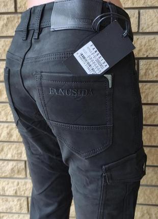 Джинси, штани унісекс зимові на флісі з накладними кишенями "карго" стрейчеві fangsida, туреччина7 фото