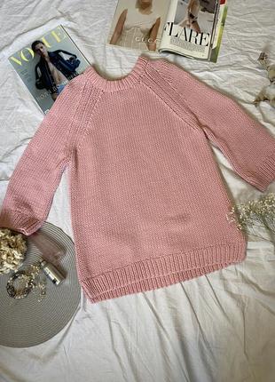 Свитер кофта с укороченным рукавом h&amp;m розовый
