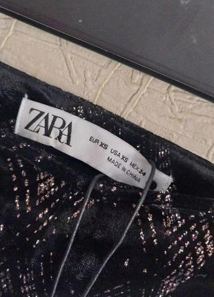 Шикарные новые велюровые бархатные широкие брюки клёш палаццо zara с серебряным рисунком орнаментом с высокой посадкой9 фото