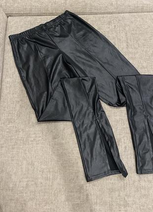 Леггинсы лосины с отблеском и разрезами zara