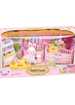 Набор мебели "детская спальня" с фигурками зайчиков rabbit family (аналог sylvanian families) арт. 552 a-1 топ1 фото