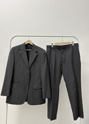 Мужской костюм классический серый fookaf m-l, легкий деловой костюм