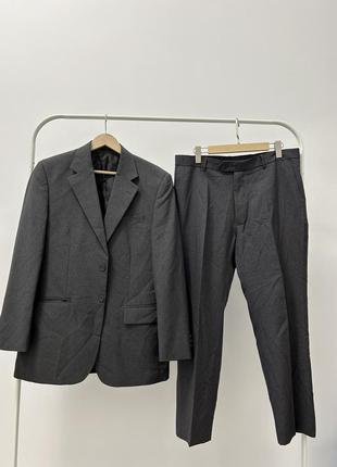 Мужской костюм классический серый fookaf m-l, легкий деловой костюм2 фото