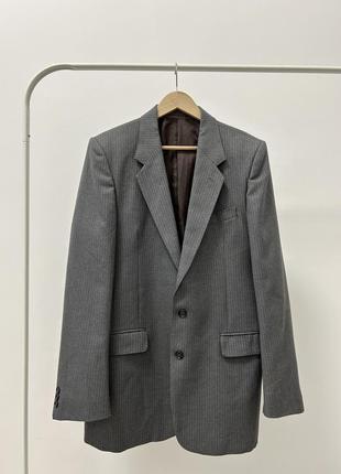 Мужской пиджак оверсайз шерстяной жакет серый теплый3 фото