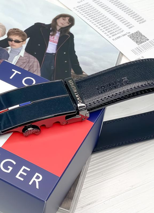 Ремень Tommy hilfiger черный пряжка автомат на подарок мужчине / брату / коллеге / тату / мальчишке2 фото