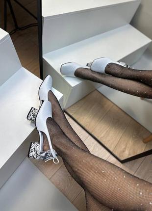 Эксклюзивные туфли из итальянской кожи женские белые5 фото