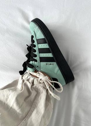 Стильные кроссовки adidas campus mint black premium мятные с чёрным9 фото