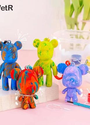 Ведмедик bearbrick з фарбами, набір для творчості зроби сам 6.5 см3 фото