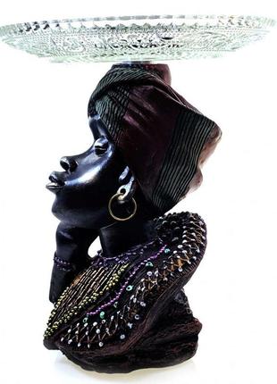 Статуэтка декоративная африканка с блюдом