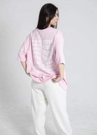 Женская оверсайз футболка с принтом hyggeretreat розовая xs-xl